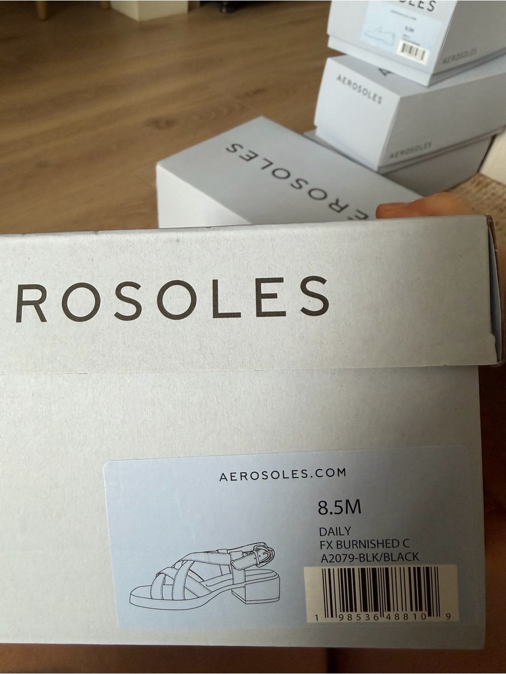 Aerosoles Daily Black Strappy Block Heel Sandals - Picture 6 of 6